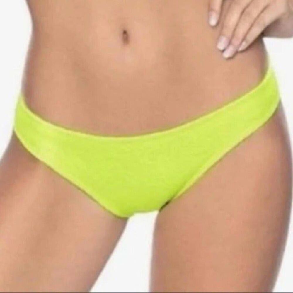 Nwt PilyQ Anthropologie neon yellow pineapple reef full ribbed bikini bottom
